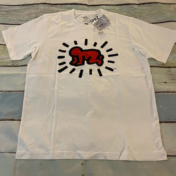 RARE KEITH HARING x UNIQLO 'Radiant Baby' SPRZ NY Art T-Shirt, White, Large, NWT - Picture 2 of 9